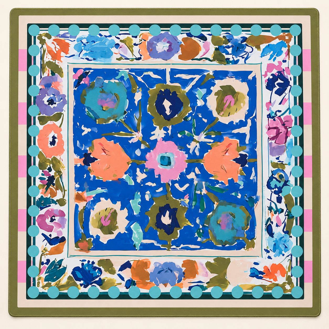 Blue Chinoiserie mahjong mat